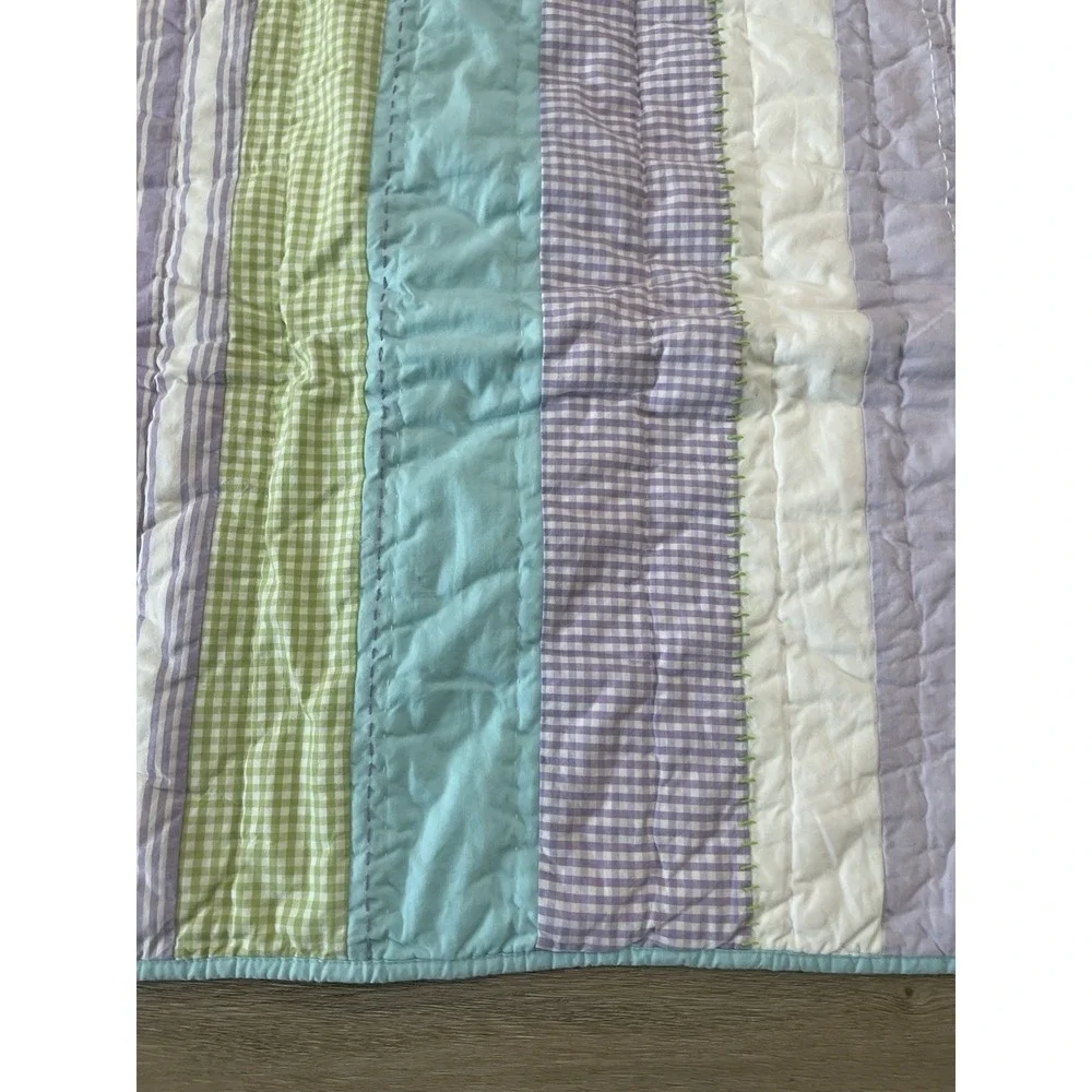 2 Pottery Barn Kids Standard Quilted Pillow Shams Multi Cotton Stripe Gingham